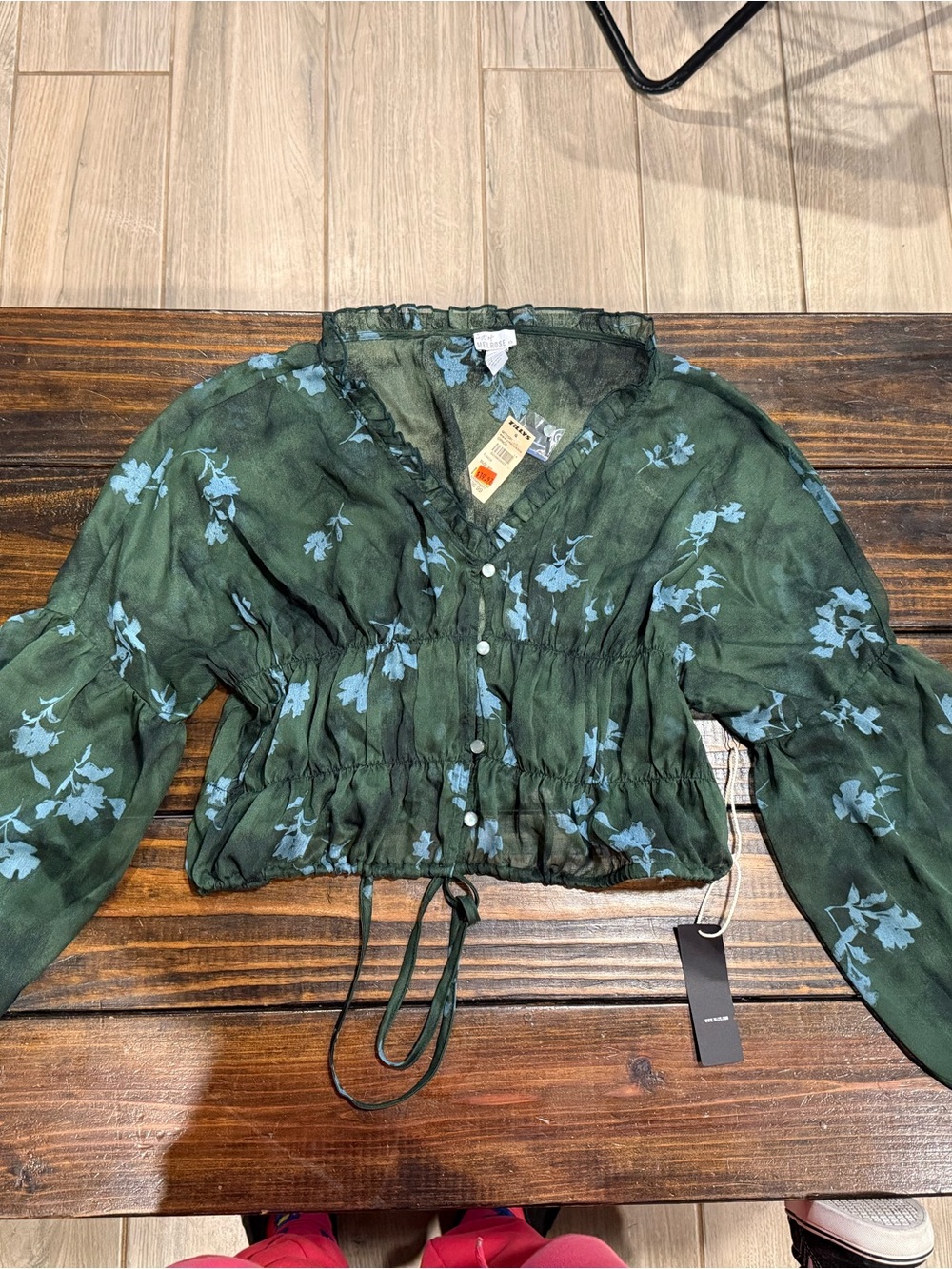 Tilly's Olive Green Floral Print Blouse